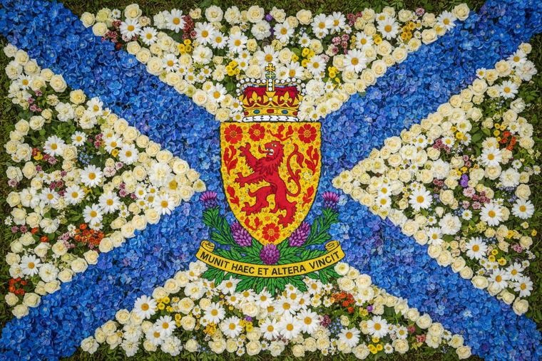 Nova Scotia flag made of flowers